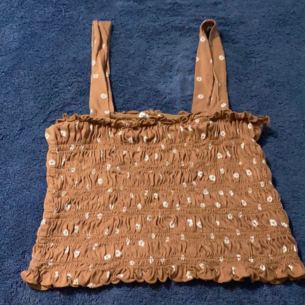 American Eagle ruched daisy tank top